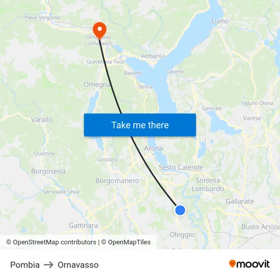 Pombia to Ornavasso map