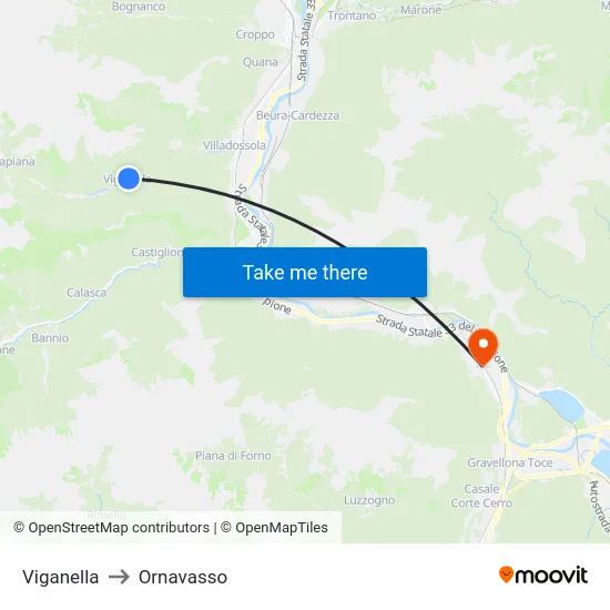 Viganella to Ornavasso map