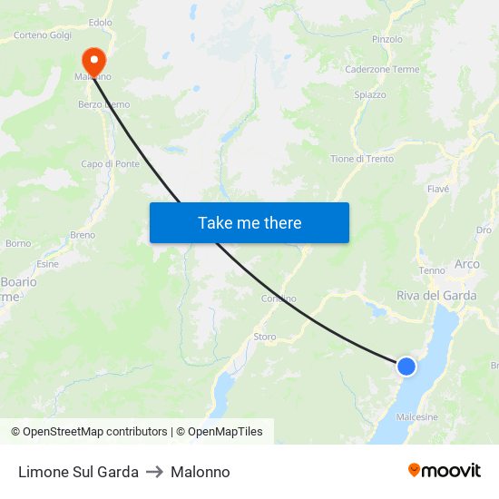 Limone Sul Garda to Malonno map