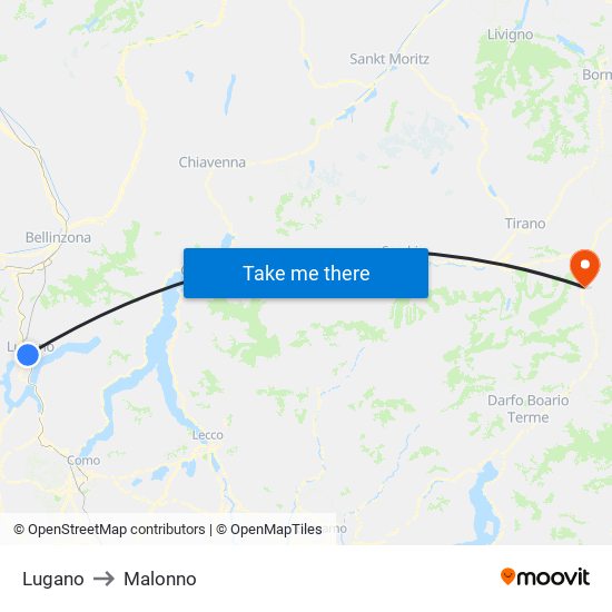 Lugano to Malonno map