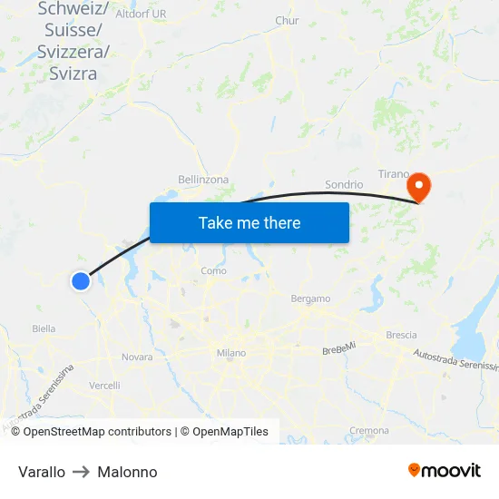 Varallo to Malonno map