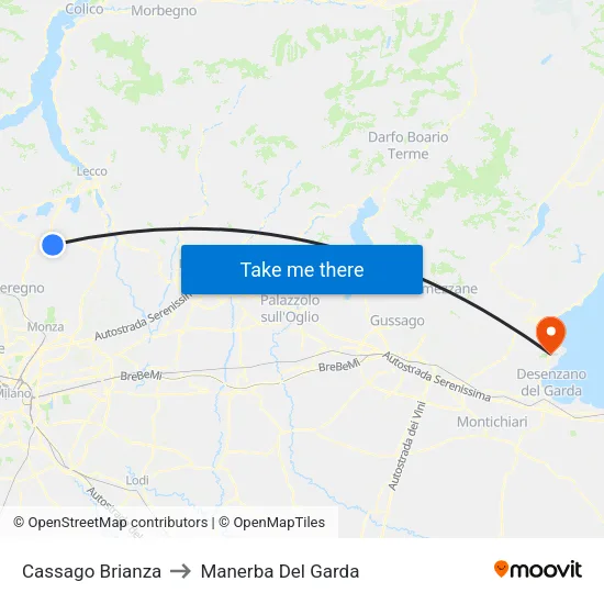 Cassago Brianza to Manerba Del Garda map