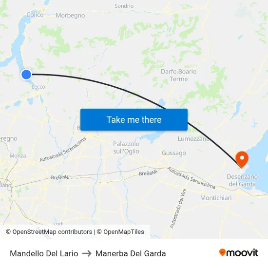 Mandello Del Lario to Manerba Del Garda map