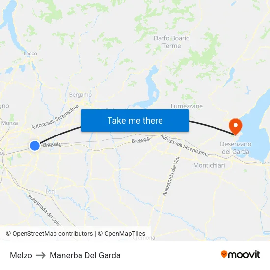 Melzo to Manerba Del Garda map