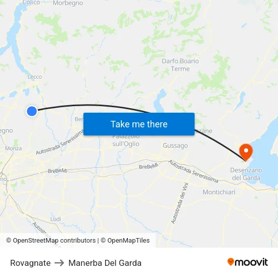 Rovagnate to Manerba Del Garda map