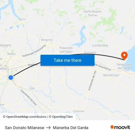 San Donato Milanese to Manerba Del Garda map