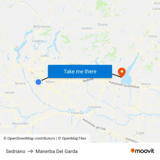 Sedriano to Manerba Del Garda map