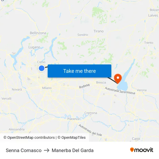 Senna Comasco to Manerba Del Garda map