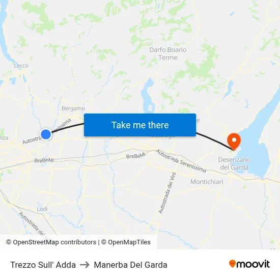 Trezzo Sull' Adda to Manerba Del Garda map