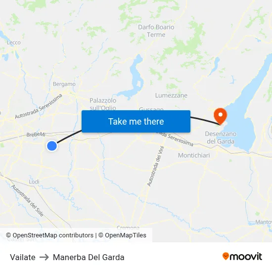 Vailate to Manerba Del Garda map