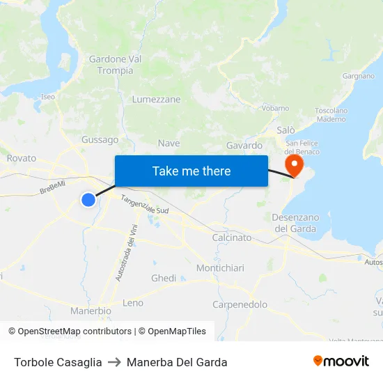 Torbole Casaglia to Manerba Del Garda map