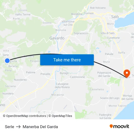 Serle to Manerba Del Garda map
