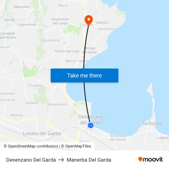 Desenzano del Garda to Manerba Del Garda map