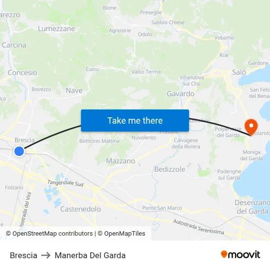 Brescia to Manerba Del Garda map