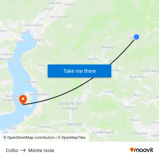 Collio to Monte Isola map