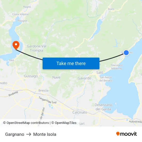 Gargnano to Monte Isola map
