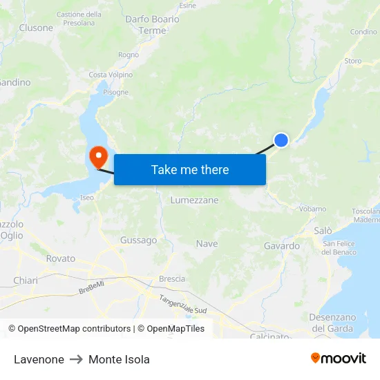 Lavenone to Monte Isola map