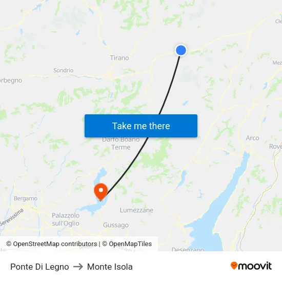 Ponte Di Legno to Monte Isola map