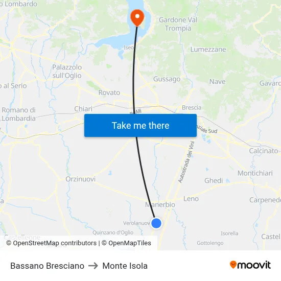 Bassano Bresciano to Monte Isola map