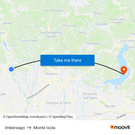 Imbersago to Monte Isola map