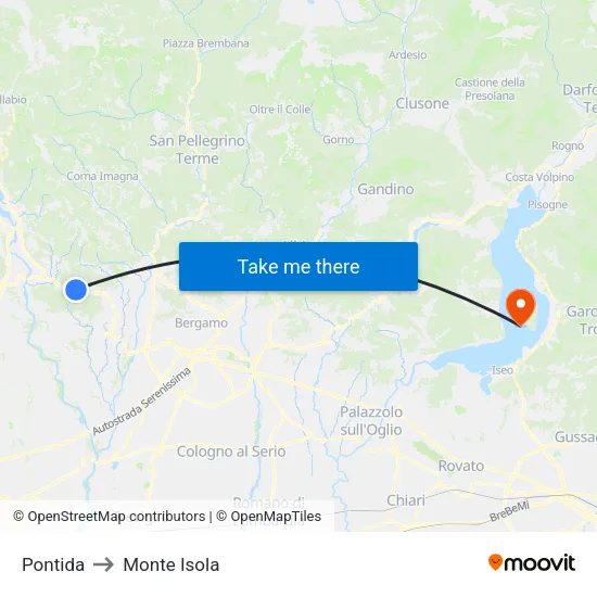 Pontida to Monte Isola map