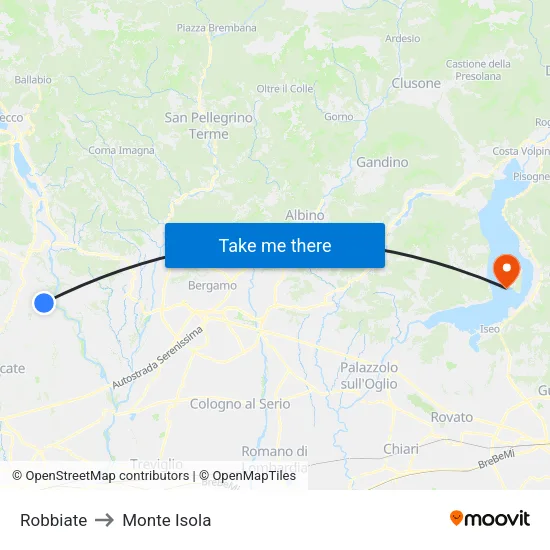 Robbiate to Monte Isola map