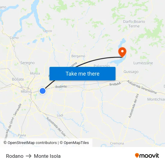 Rodano to Monte Isola map