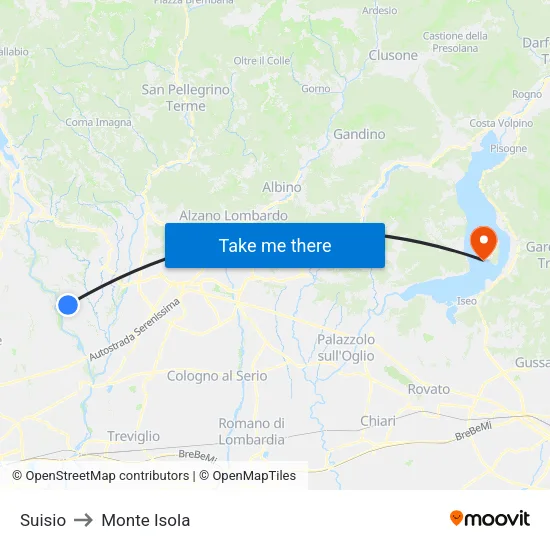 Suisio to Monte Isola map