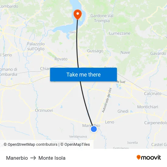 Manerbio to Monte Isola map