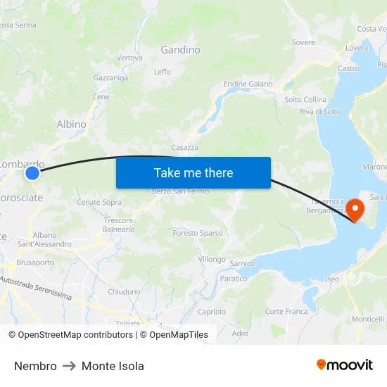 Nembro to Monte Isola map
