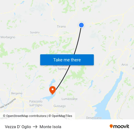 Vezza D' Oglio to Monte Isola map