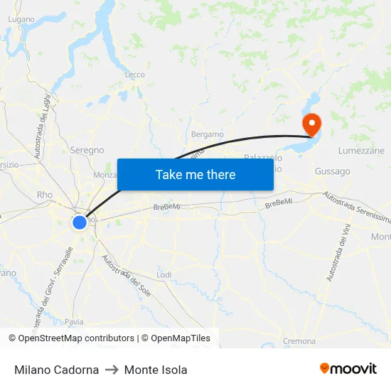 Milan Cadorna to Monte Isola map