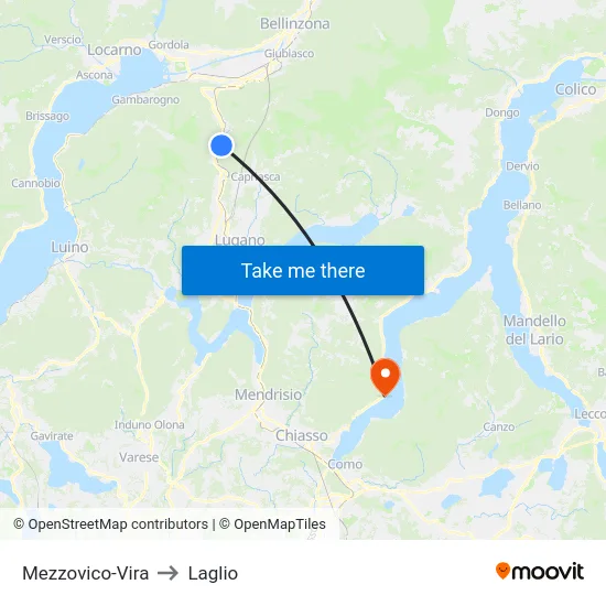 Mezzovico-Vira to Laglio map