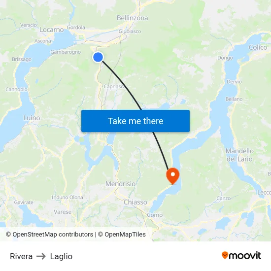 Rivera to Laglio map