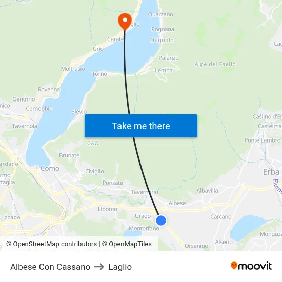 Albese Con Cassano to Laglio map