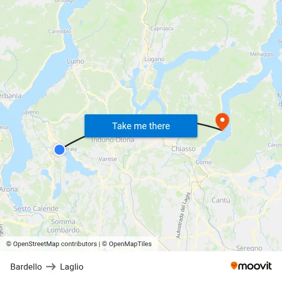 Bardello to Laglio map