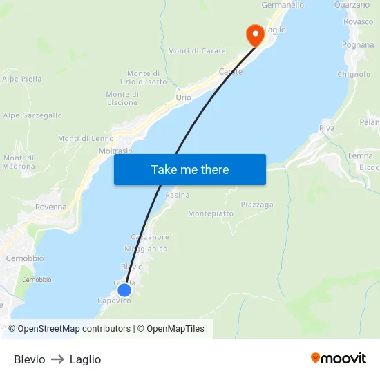 Blevio to Laglio map