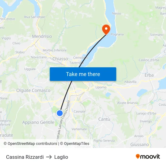 Cassina Rizzardi to Laglio map
