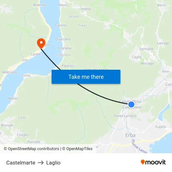 Castelmarte to Laglio map