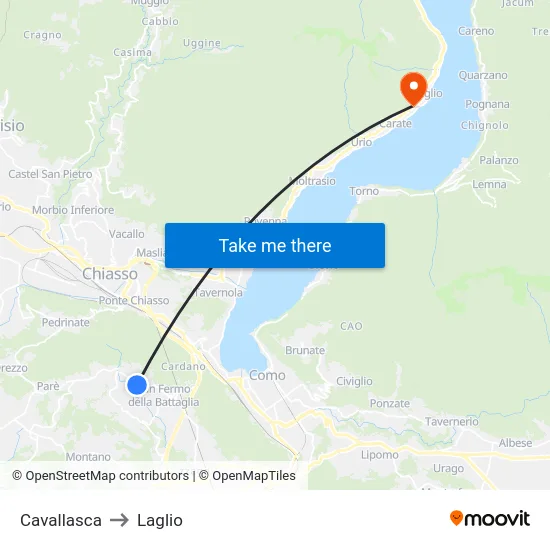 Cavallasca to Laglio map