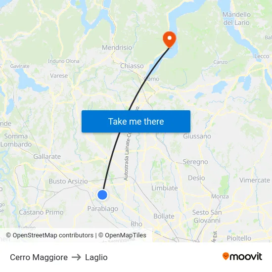 Cerro Maggiore to Laglio map