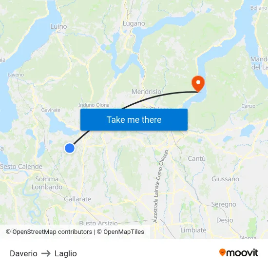 Daverio to Laglio map