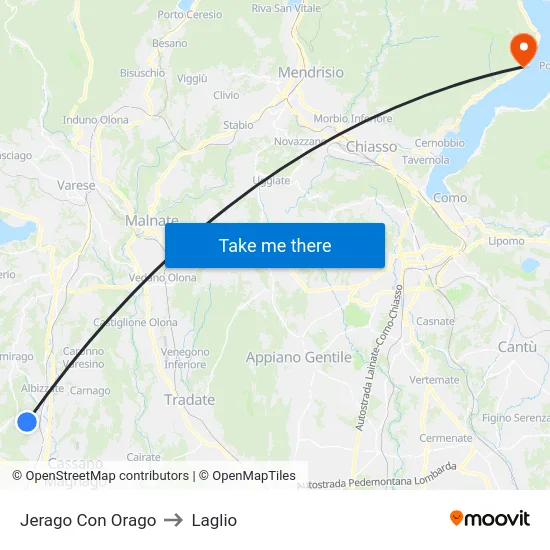 Jerago con Orago to Laglio map