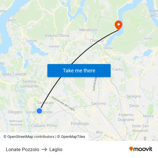 Lonate Pozzolo to Laglio map