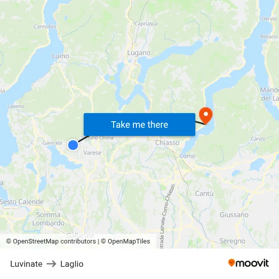 Luvinate to Laglio map