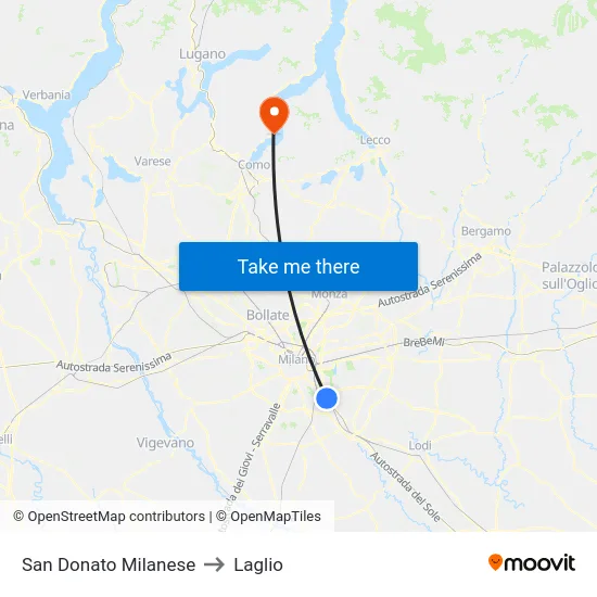 San Donato Milanese to Laglio map