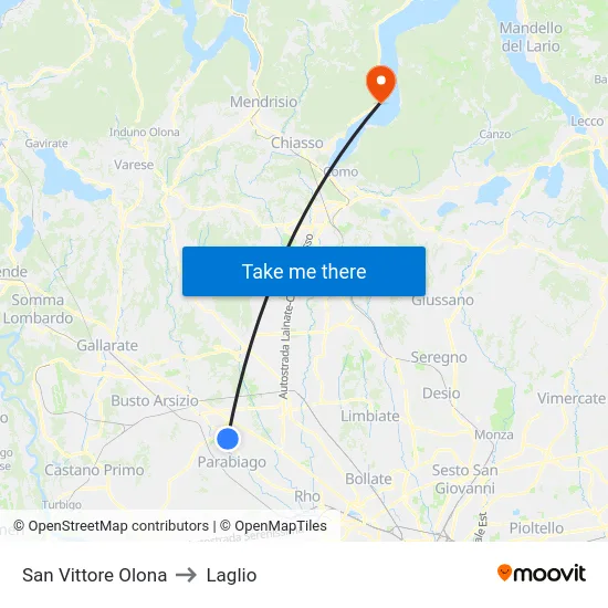 San Vittore Olona to Laglio map