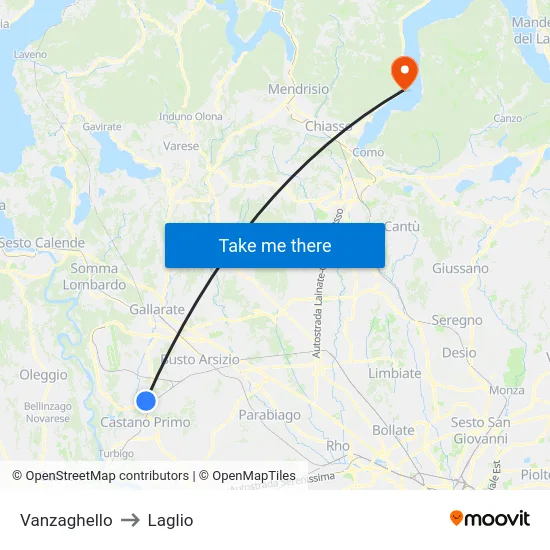 Vanzaghello to Laglio map