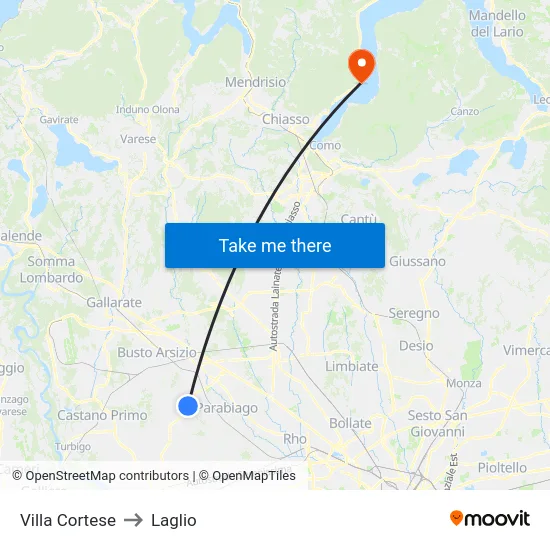 Villa Cortese to Laglio map