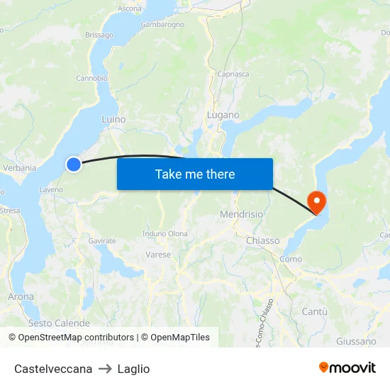 Castelveccana to Laglio map